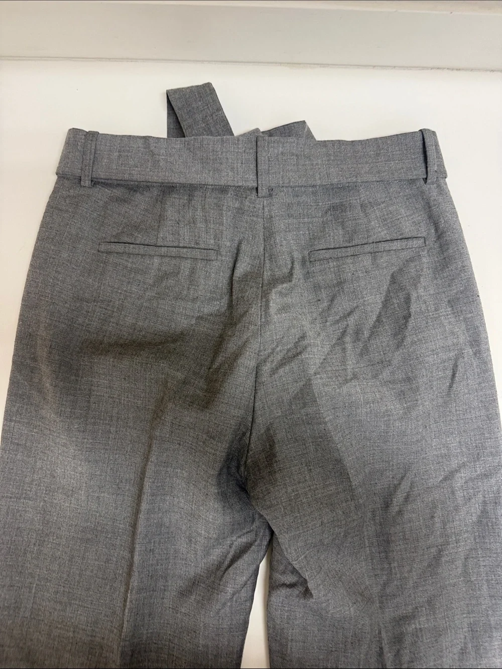 J Crew Wool Blend Tie-Waist Wide-Leg Women's Trousers in Gray